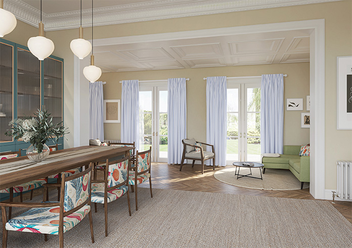 Lace Stripes, Soft Blue - Made to Measure Curtains - Image 8